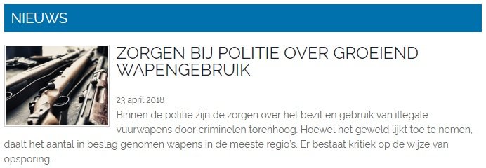 Zorgen bij politie over groeiend wapengebruik %28landscape%29