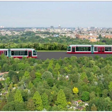 Tram door westerpark en volkstuinen 