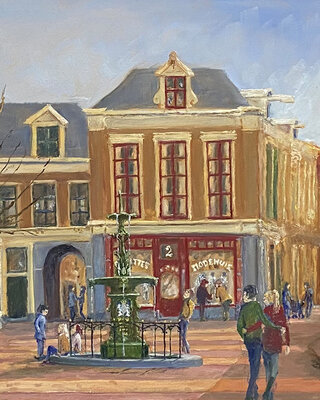 Wilhelminafontein op schupstoel schilderij 7 jb