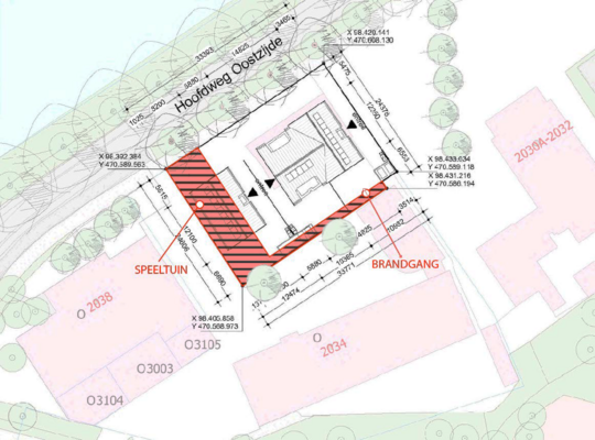 Plattegrond bouwplannen contrast   bomen